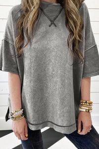 Mineral Wash Exposed Seam Drop Shoulder Oversized Tee