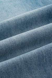 Dusk Blue Multi Buttons Medium Wash Straight Loose Leg Jeans