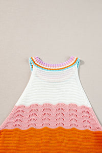 Textured Knit Sleeveless Sweater Top