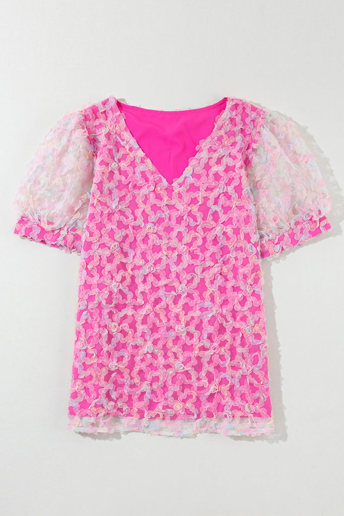 Adalyn Floral Puff Sleeve Lightweight Blouse