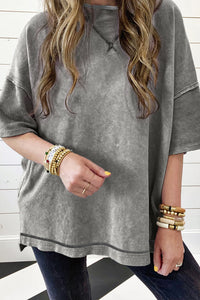 Mineral Wash Exposed Seam Drop Shoulder Oversized Tee