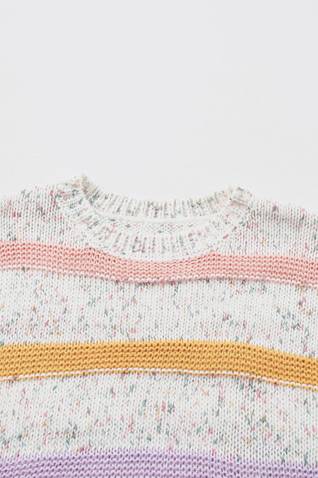 Colorblock Confetti Stripe Lantern Sleeve Sweater