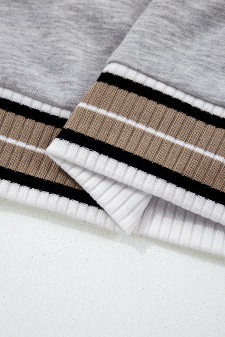 Varsity Striped V Neck Sweatshirt