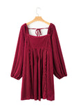 Long Sleeve Tiered Ribbed Velvet Dress