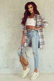 Plaid Flap Pocket Long Sleeve Shacket