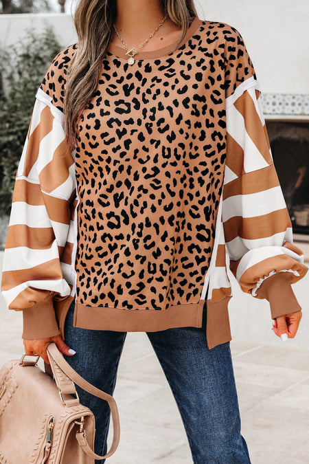 Color Block Leopard Sweatshirt