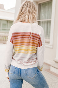 Stripe Long Sleeve Round Neck Sweater