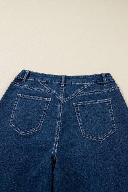Stitched Waist Cuffed Jeans