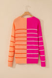 Striped Color Block Loose Fit Knit Sweater