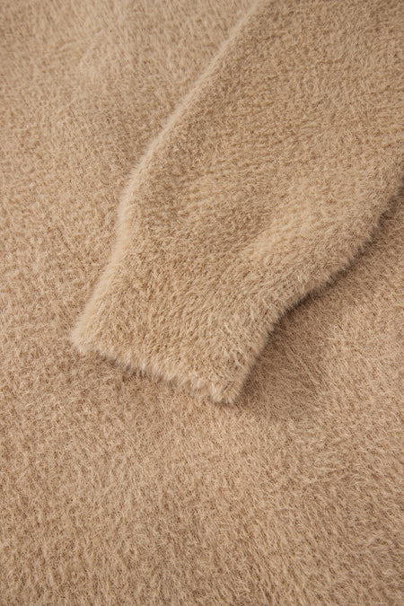 Fuzzy Buttoned Front Midi Solid Cardigan