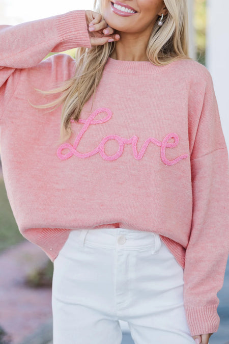 Corded Love Script Graphic Baggy Sweater