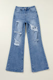 Acid Wash Distressed Wide Leg High Waist Jeans