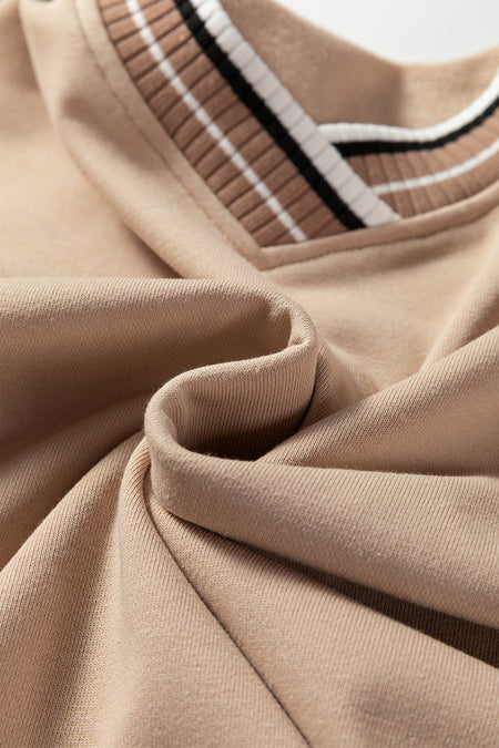 Varsity Striped V Neck Sweatshirt