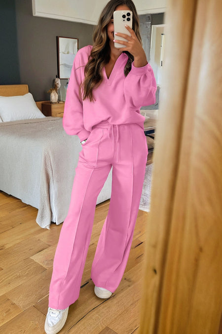 Polo Pullover and Drawstring Sweatpants Set