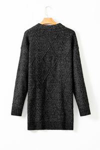 Cable Knit Drop Shoulder Loose Fit Sweater Dress