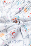 White Tassel Tie Split Neck Boho Floral Ruffle Dress