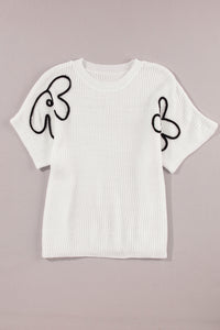 Flower Embroidery Sweater Tee