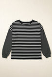 Striped Patchwork Loose Long Sleeve Tee