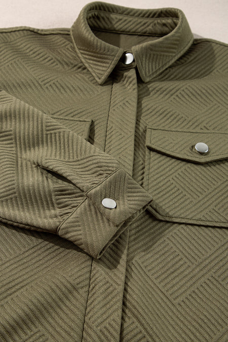 Zip Up Button Flap Pocket Shirt Collar Jackets