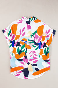 Abstract Leafy Print Short Sleeve Shirt