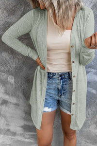 Buttoned Thigh-high Length Cardigan