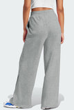 Seamed Drawstring High Waist Wide Leg Sweatpants