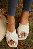 Tassel Woven Crossed Straps Flat Slippers