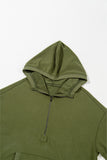 Solid Kangaroo Pocket Half Zipper Oversized Hoodie