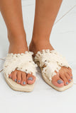 Tassel Woven Crossed Straps Flat Slippers