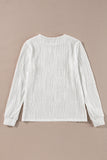 Textured Wavy Round Neck Long Sleeve Top