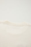 Boo Knitted Pattern Ribbed Edge Drop Shoulder Sweater