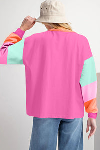 Colorblock Patchwork Long Sleeve Loose Top