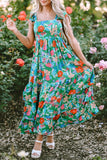 Floral Print Sleeveless Ruffle Tiered Maxi Dress
