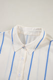 Stripe Drop Shoulder Bubble Sleeve Loose Shirt