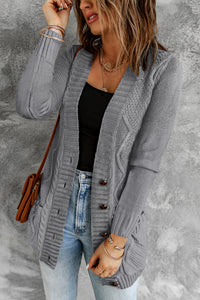 Front Pocket Buttons Closure Cardigan