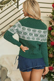 Snowflake Dotted Print Round Neck Sweater