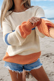 Colorblock Striped Drop Shoulder Cozy Sweater