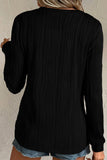 Textured Wavy Round Neck Long Sleeve Top