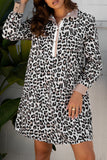 Leopard Print Long Sleeve Flared Dress