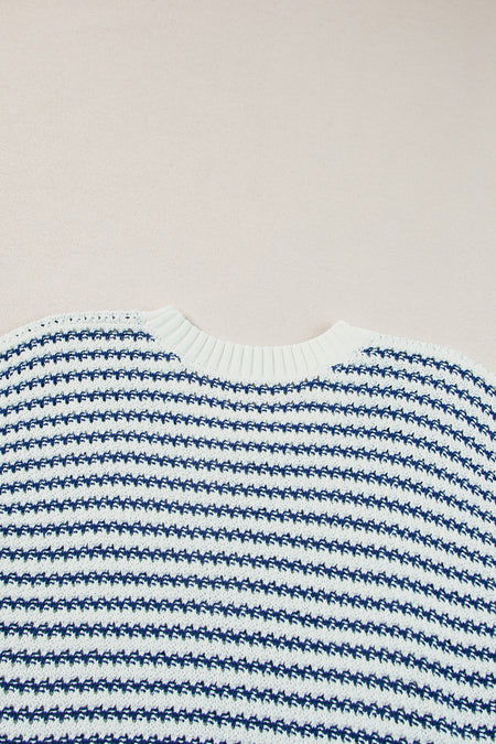 Stripe Ribbed Trim Loose Fit Knitted Sweater Vest