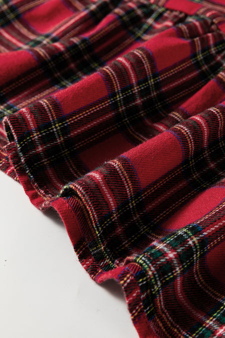 Plaid Half Button Long Sleeve Shirt Mini Dress