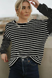 Striped Patchwork Loose Long Sleeve Tee