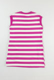 Rose Stripe Cap Sleeve Pocketed Shift T-shirt Dress