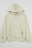 Checkered Print Kangaroo Pocket Drawstring Hoodie