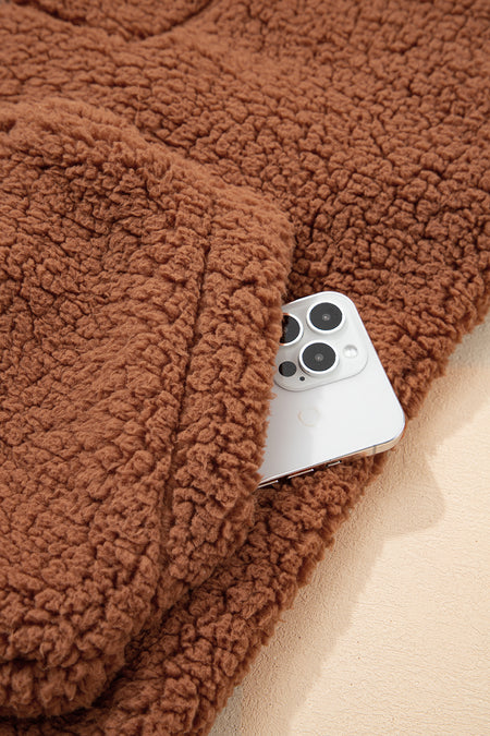 Zip Up Hooded Sherpa Jacket