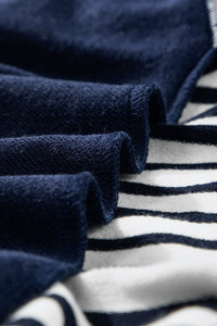 Stripe Color Block Exposed Seam Loose Fit Sweatshirt