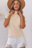 Patch Pocket Ribbed Knit Short Sleeve Sweater