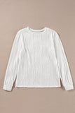 Textured Wavy Round Neck Long Sleeve Top