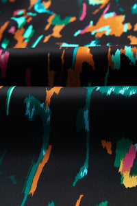 Abstract Print 3/4 Puff Sleeve Ruffle Blouse