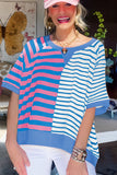 Stripe Contrast Patchwork Oversized T Shirt